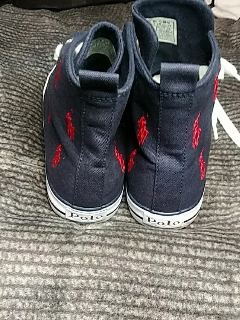 Polo Ralph Lauren Navy High-Top Sneakers with Red Pony